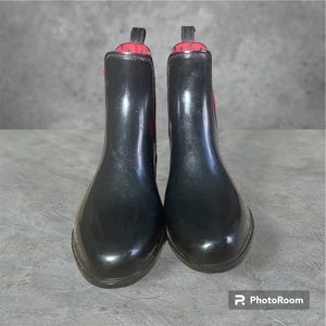 Ralph Lauren tally-Bo-rai shirt rain boots black and red women’s size 7